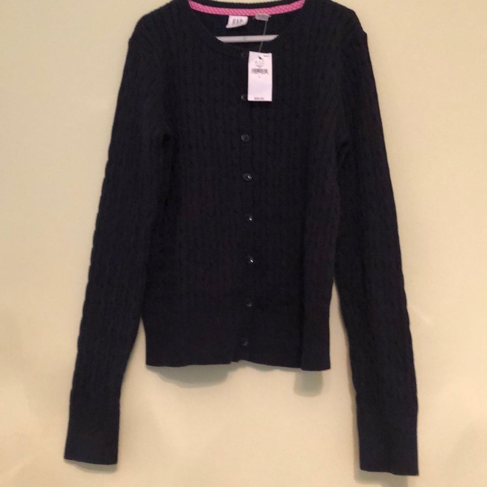 Girls cable knit blue cardigan GAP